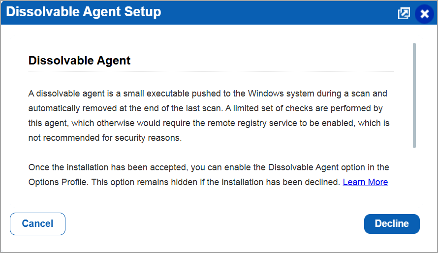 Installing agent on the device to conduct the scan.